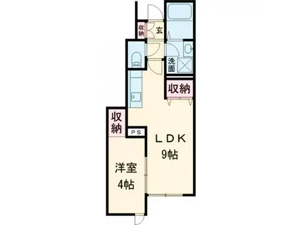シャインS栄田(1LDK/1階)の間取り写真