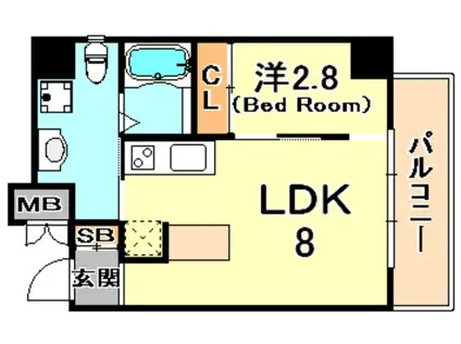 シティフラット六甲道II(1LDK/4階)の間取り写真