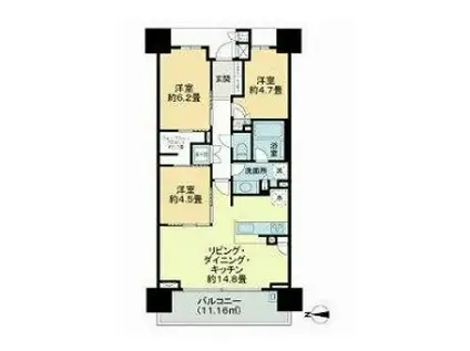 BRILLIAレイクタウンパークサイド(3LDK/15階)の間取り写真