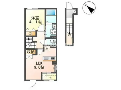 MAISON CHEMIN (1LDK/2階)の間取り写真