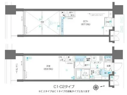 ZOOM麻布十番(1K/4階)の間取り写真