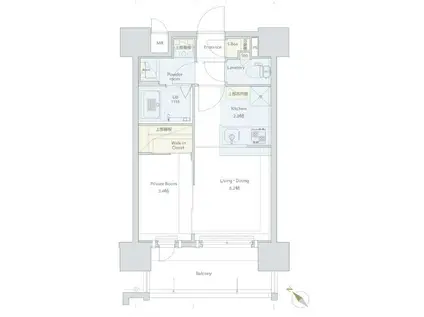 ネストピア東比恵駅前II(1LDK/3階)の間取り写真