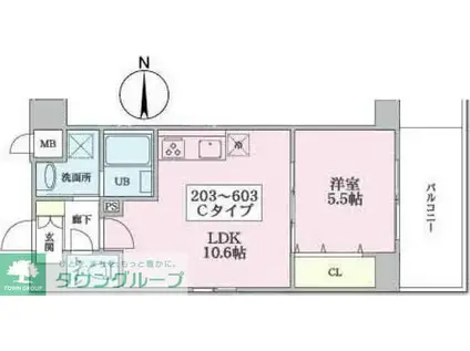 コージーコート ザ ヨコハマ(1LDK/5階)の間取り写真