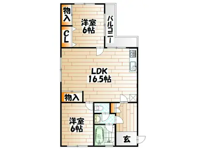 末廣ビル(2LDK/1階)の間取り写真