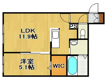 PERFECT PARTNER RESIDENCE B棟(1LDK/2階)の間取り写真