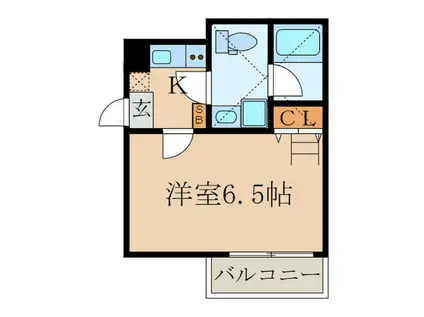 ベルビュー深草(1K/2階)の間取り写真