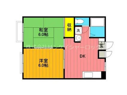 サンヒルズA(2DK/1階)の間取り写真