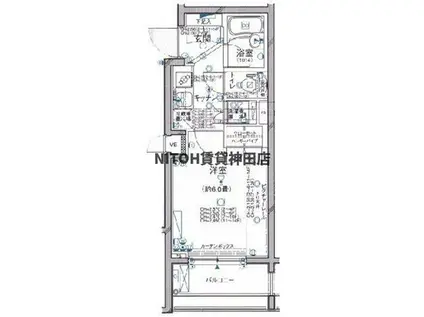 パレステュディオ新宿御苑駅前(1K/9階)の間取り写真