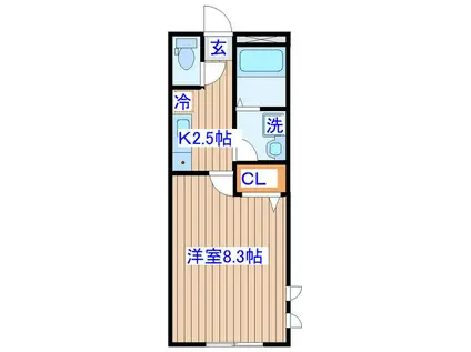 ベルグラン越路(1K/1階)の間取り写真