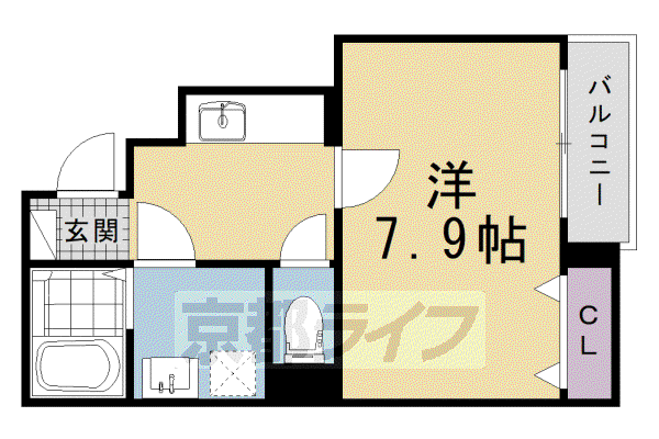 ヒカルサ京都北山栗栖I(1K/3階)の間取り写真