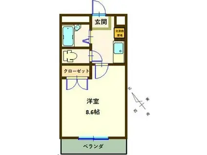 コンフォートイナリ(1K/1階)の間取り写真