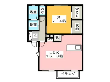 エシール(1LDK/2階)の間取り写真