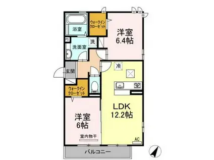 ココハウス高須壱番館(2LDK/1階)の間取り写真