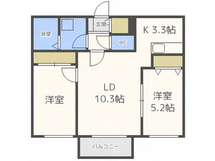 イーシティ栄通(2LDK/4階)の間取り写真