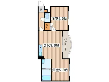 松原コートIV(2DK/3階)の間取り写真