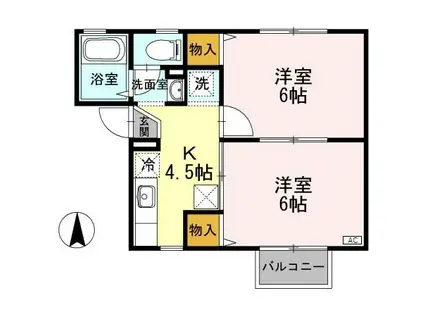 プレジール・エヌ(2K/1階)の間取り写真