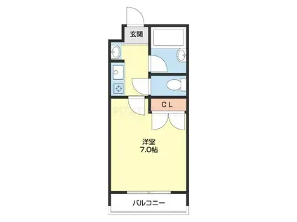 パープルハイツ(1K/2階)の間取り写真