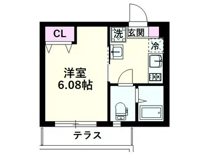 NSGATE大宮B(1K/1階)の間取り写真