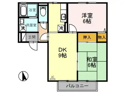 アンテリージェ(2DK/2階)の間取り写真
