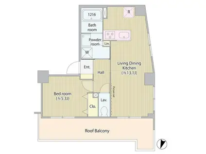 グラススペース(1LDK/5階)の間取り写真