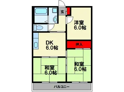 二葉コーポ(3DK/1階)の間取り写真