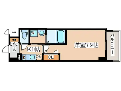 エスリード中山手 県庁前(1K/9階)の間取り写真