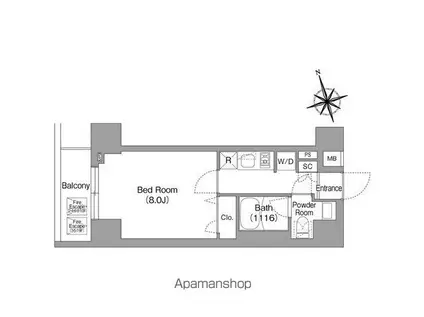 コンフォリア・リヴ八丁堀(1K/5階)の間取り写真
