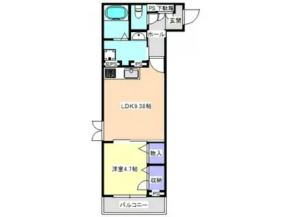 東雲MEビル(1LDK/2階)の間取り写真