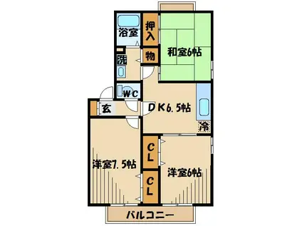 クレスト平山(3DK/1階)の間取り写真