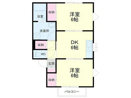 ライラック(2DK/1階)の間取り写真
