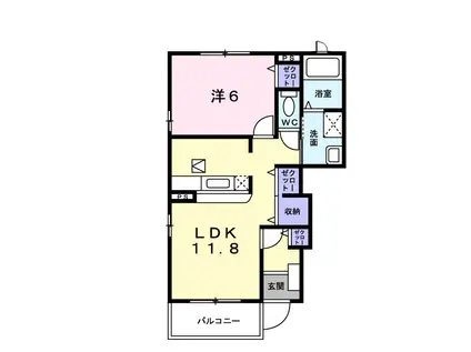カルティエトゥールB(1LDK/1階)の間取り写真