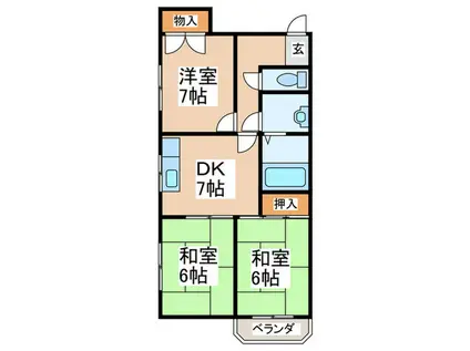 シティハイツ市岡(3DK/4階)の間取り写真