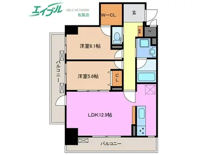 ラフィーネ(2LDK/2階)の間取り写真