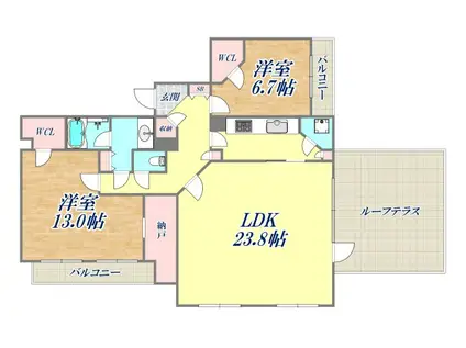 オーキッドコート湖南館(2SLDK/2階)の間取り写真