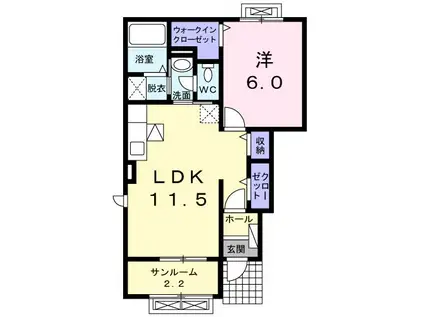 ニューバンブス(1LDK/1階)の間取り写真