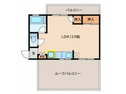 ファーストライフ谷川(ワンルーム/4階)の間取り写真