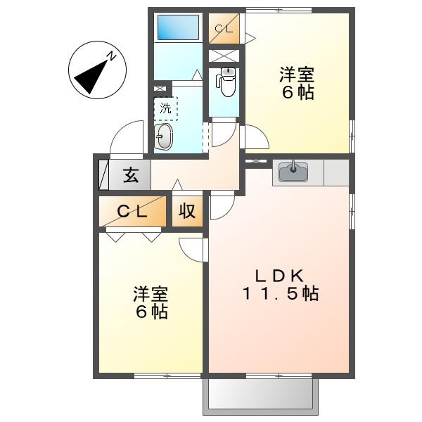 マイルド・フナコシ(2LDK/1階)の間取り写真