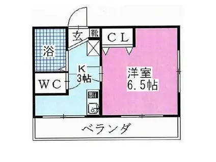 ピアリーさつき(1K/2階)の間取り写真