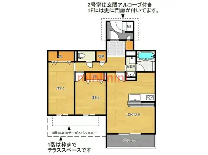 エス・メゾンE棟(2LDK/1階)の間取り写真