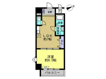 IMASAMORUGEN壱番館(1LDK/6階)の間取り写真