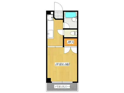 コーポオカダI(1K/1階)の間取り写真