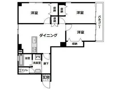 HSビル(3LDK/2階)の間取り写真