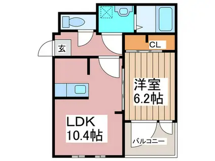 アミティ(1LDK/1階)の間取り写真