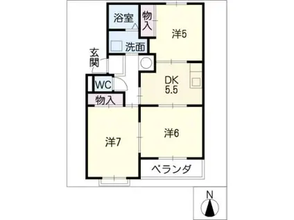 ヴァンベール小野(3DK/3階)の間取り写真