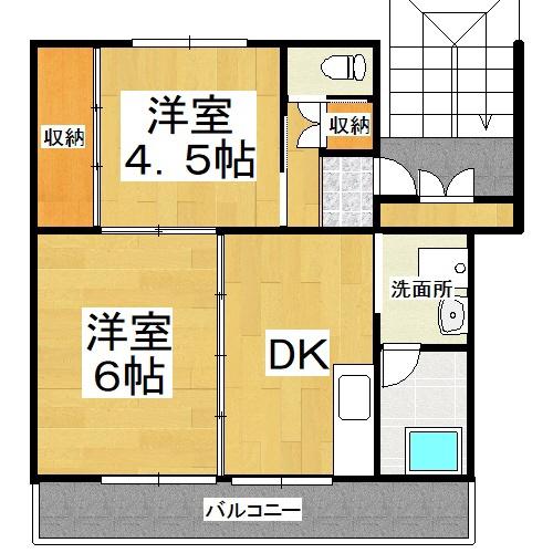ビレッジハウス吉永 1号棟(2DK/3階)の間取り写真