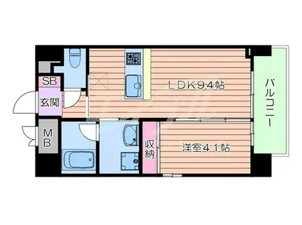 ハイデンス梅ヶ枝(1LDK/7階)の間取り写真