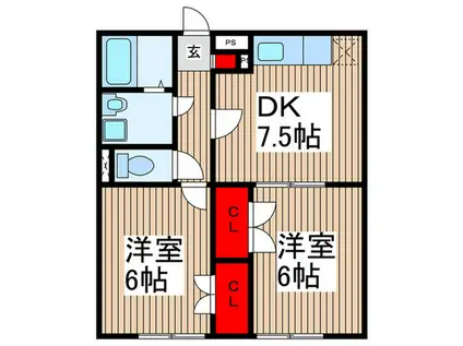プレジール アントレ(2DK/1階)の間取り写真