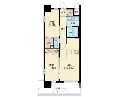 スプランディット中百舌鳥(2LDK/3階)の間取り写真