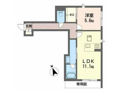ヴィオラ水前寺(1LDK/1階)の間取り写真