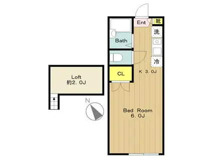 KビレッジⅡ(ワンルーム/2階)の間取り写真